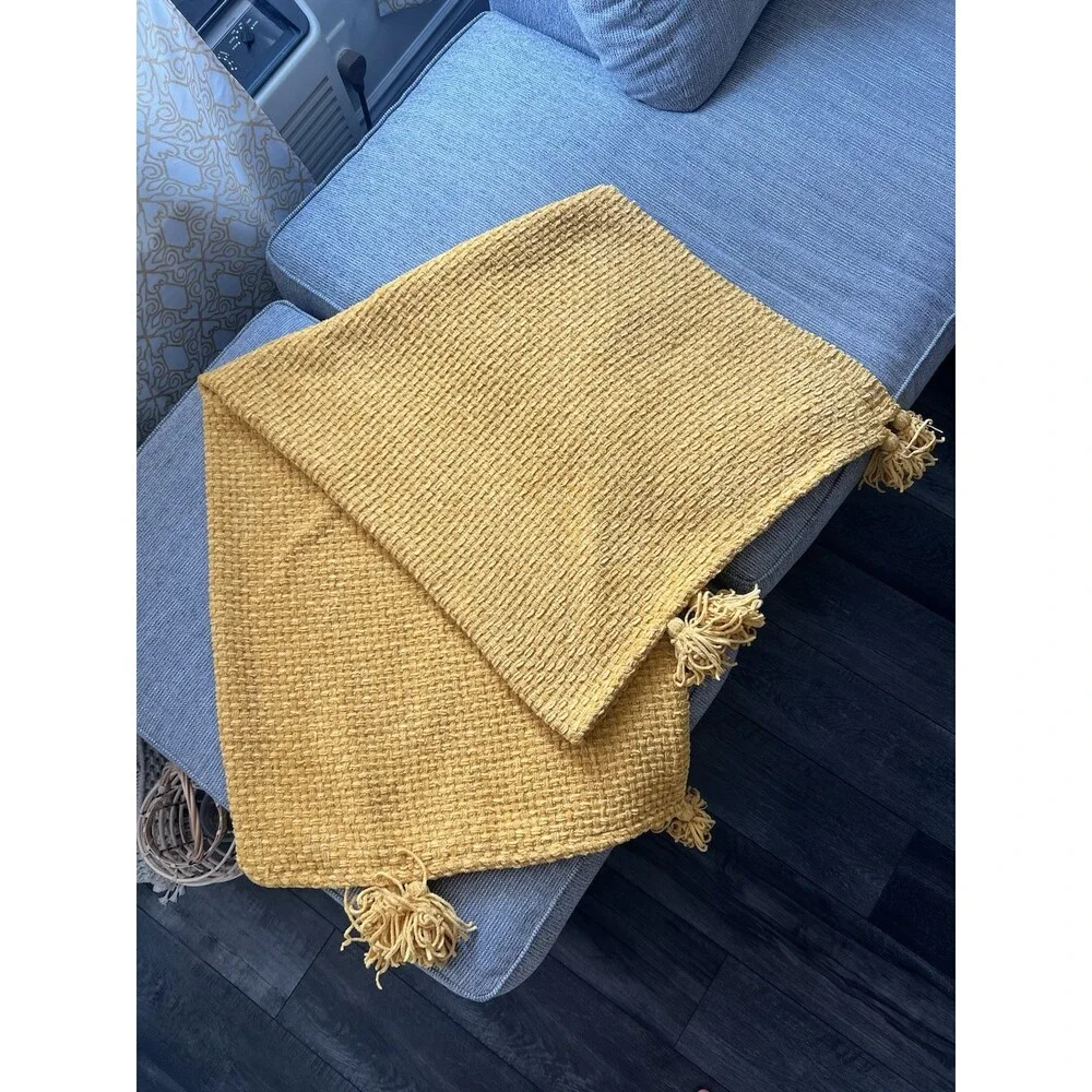 Max Studio Home Decorative Throw Blanket Mustard Yellow 50 x 57